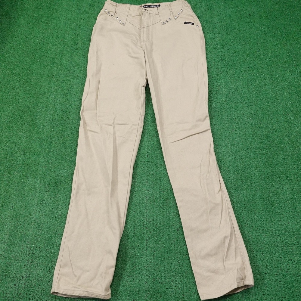Vintage Rockies Jeans Womens 13/31 Beige High Rise Slim Rhinestone‎ 31x31 90s